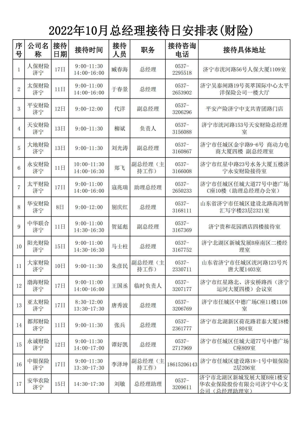2022年10月总经理接待日安排表_3