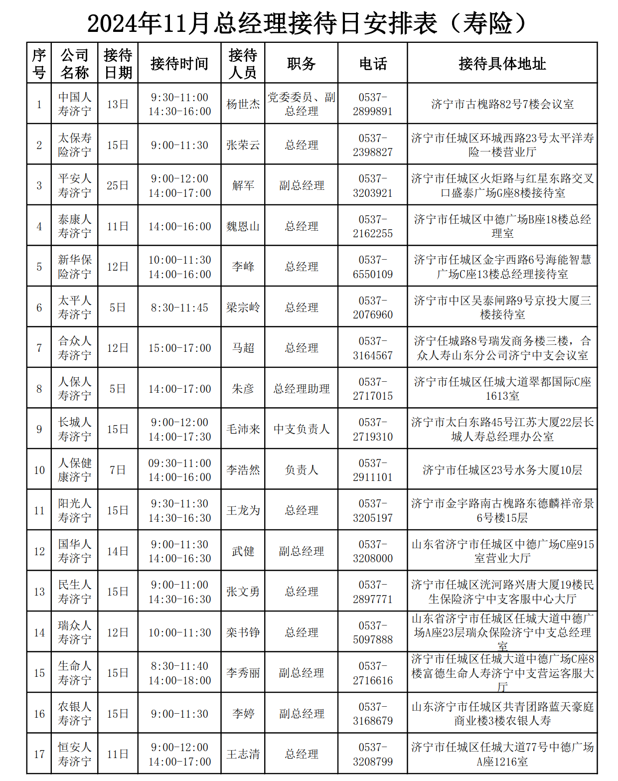 2024年11月总经理接待日安排表_1