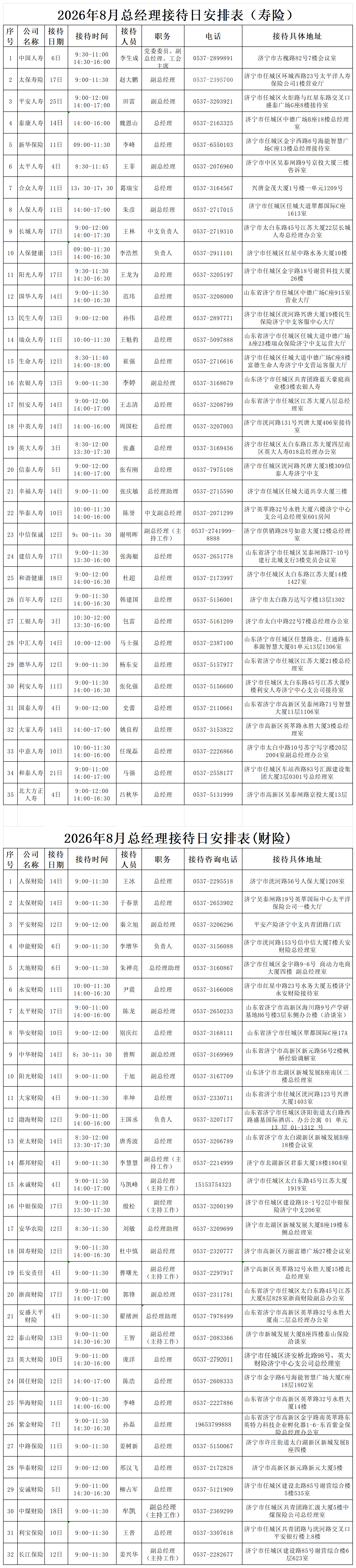 2026年8月总经理接待日安排表_1
